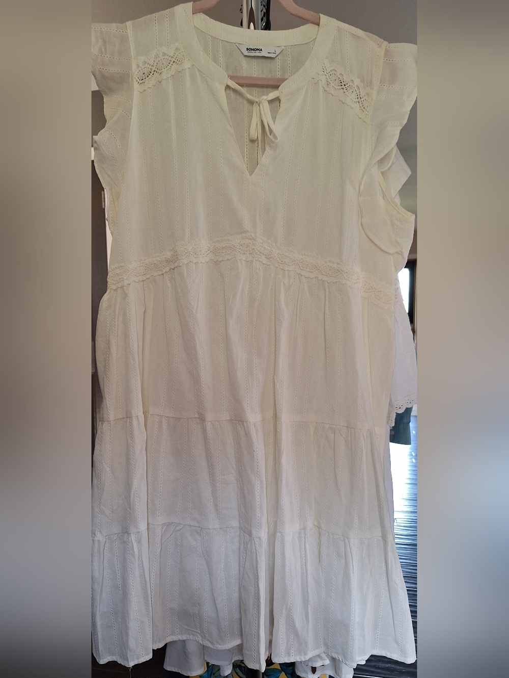 White Midi Dress Cotton Size Large New